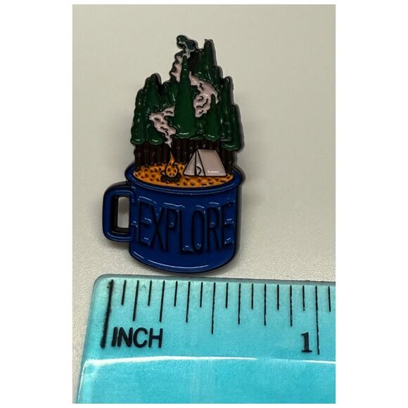 Explore Mountain Camping Woods Enamel Pin - Picture 2 of 2